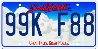 SD license plate 99KF88