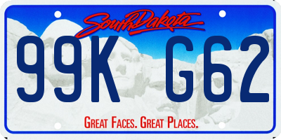 SD license plate 99KG62