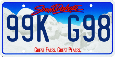 SD license plate 99KG98