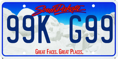 SD license plate 99KG99