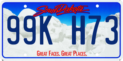 SD license plate 99KH73