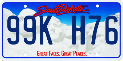 SD license plate 99KH76