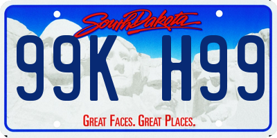 SD license plate 99KH99