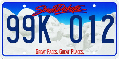 SD license plate 99KO12