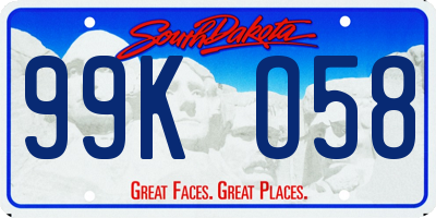 SD license plate 99KO58