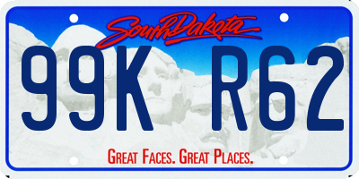 SD license plate 99KR62