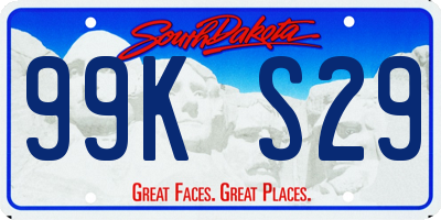 SD license plate 99KS29