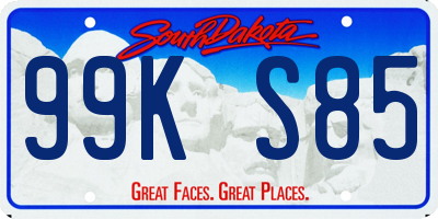 SD license plate 99KS85
