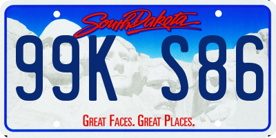 SD license plate 99KS86