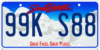 SD license plate 99KS88