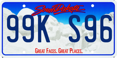 SD license plate 99KS96