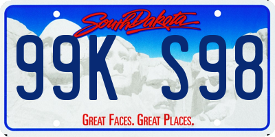 SD license plate 99KS98