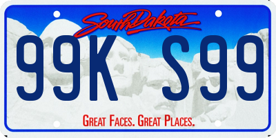 SD license plate 99KS99