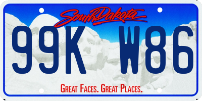 SD license plate 99KW86