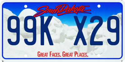 SD license plate 99KX29
