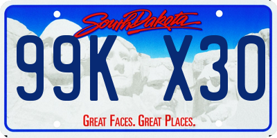 SD license plate 99KX30