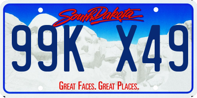 SD license plate 99KX49