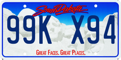SD license plate 99KX94
