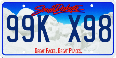 SD license plate 99KX98