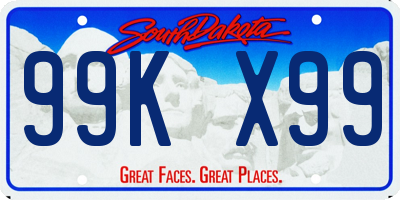 SD license plate 99KX99