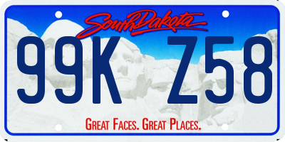 SD license plate 99KZ58