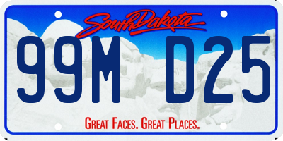 SD license plate 99MD25