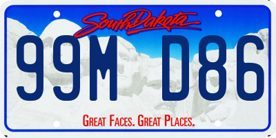 SD license plate 99MD86