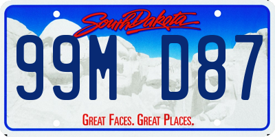 SD license plate 99MD87