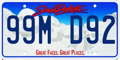 SD license plate 99MD92