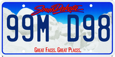 SD license plate 99MD98