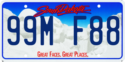 SD license plate 99MF88