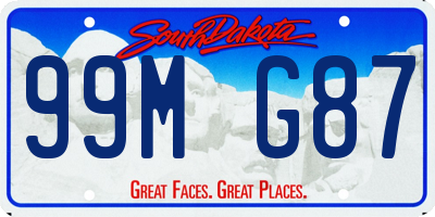 SD license plate 99MG87