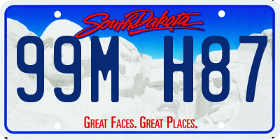 SD license plate 99MH87