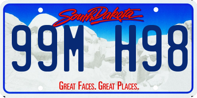 SD license plate 99MH98