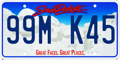 SD license plate 99MK45