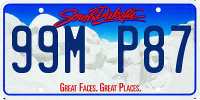 SD license plate 99MP87