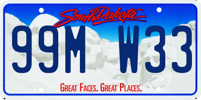 SD license plate 99MW33