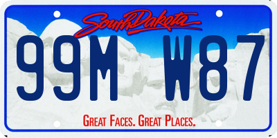 SD license plate 99MW87