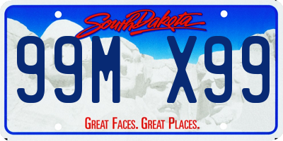 SD license plate 99MX99
