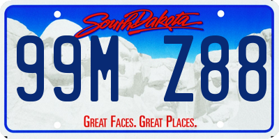 SD license plate 99MZ88