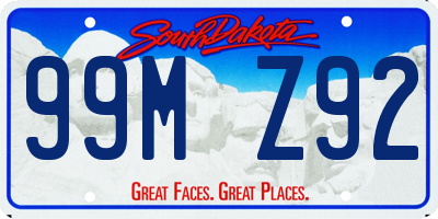 SD license plate 99MZ92