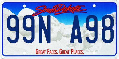 SD license plate 99NA98