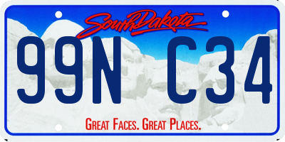 SD license plate 99NC34