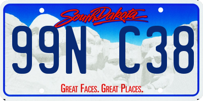 SD license plate 99NC38