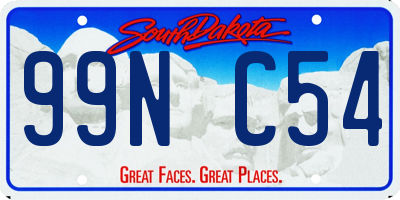 SD license plate 99NC54