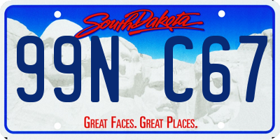 SD license plate 99NC67