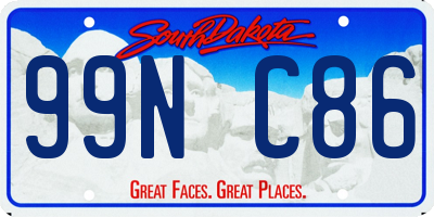 SD license plate 99NC86