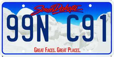 SD license plate 99NC91