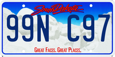 SD license plate 99NC97