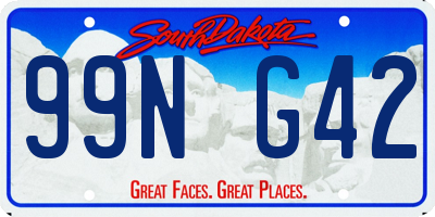 SD license plate 99NG42